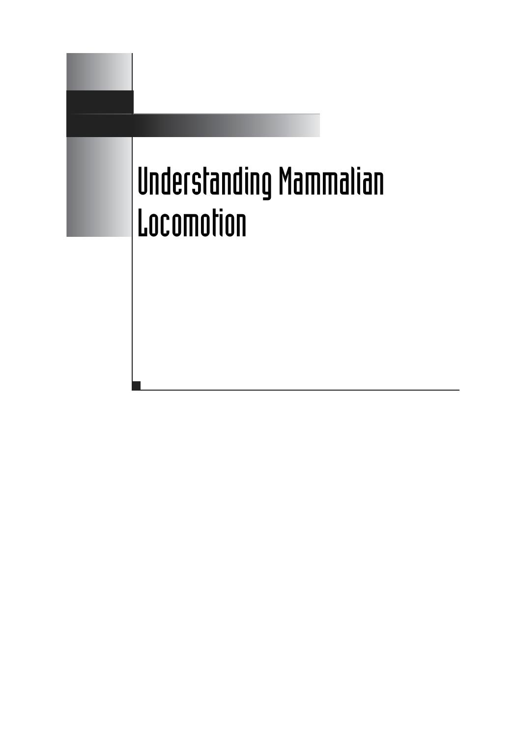 Understanding mammalian locomotion concepts and applications 2016