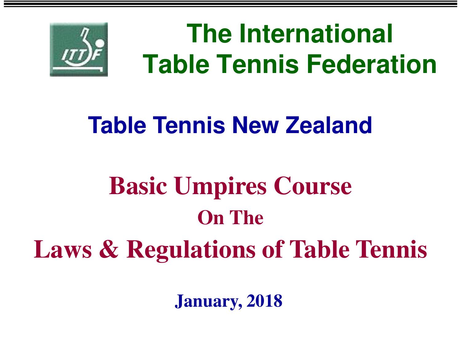 2018 TTNZ Basic Umpire Course