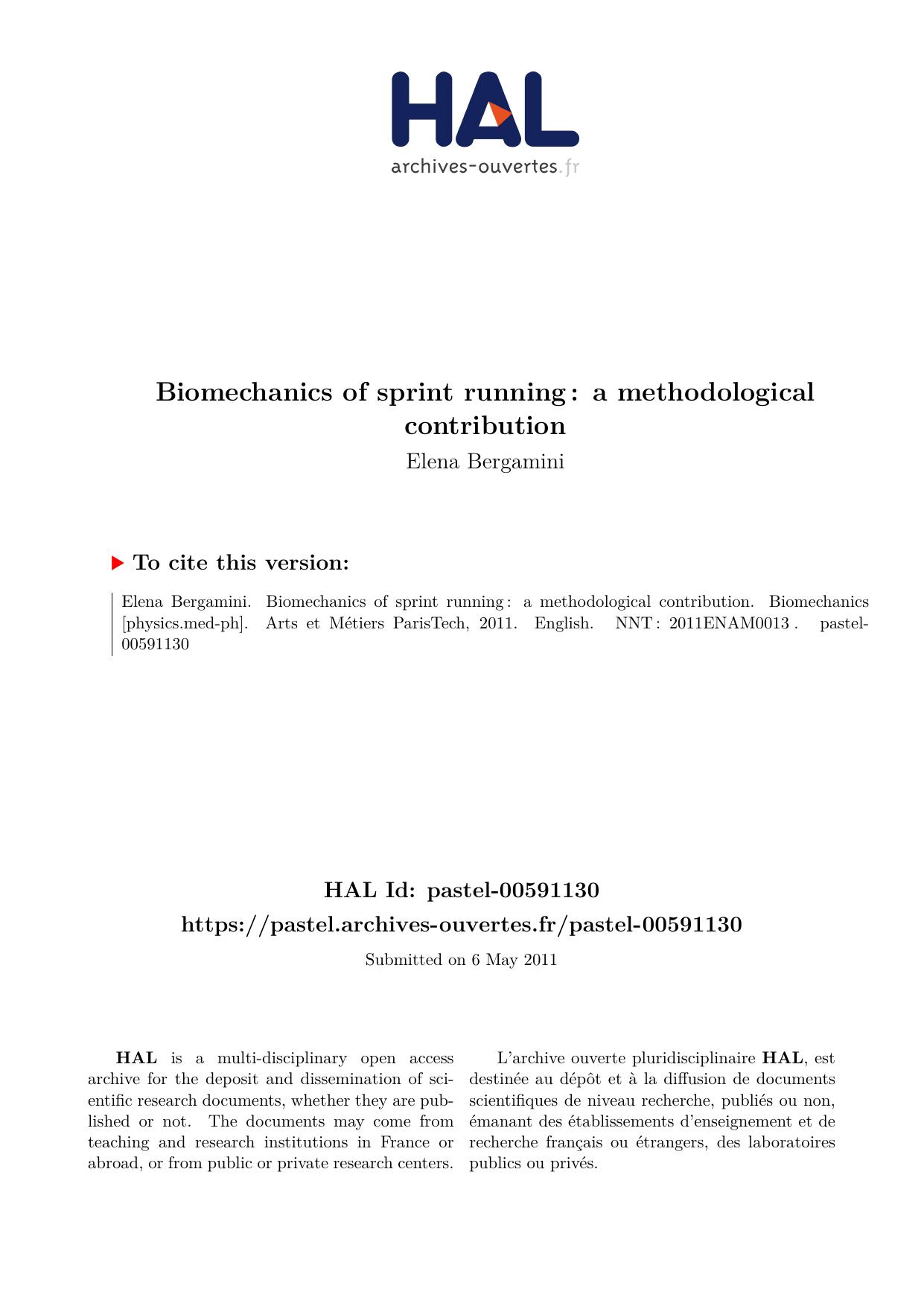 Biomechanics of sprint running: a methodological contribution