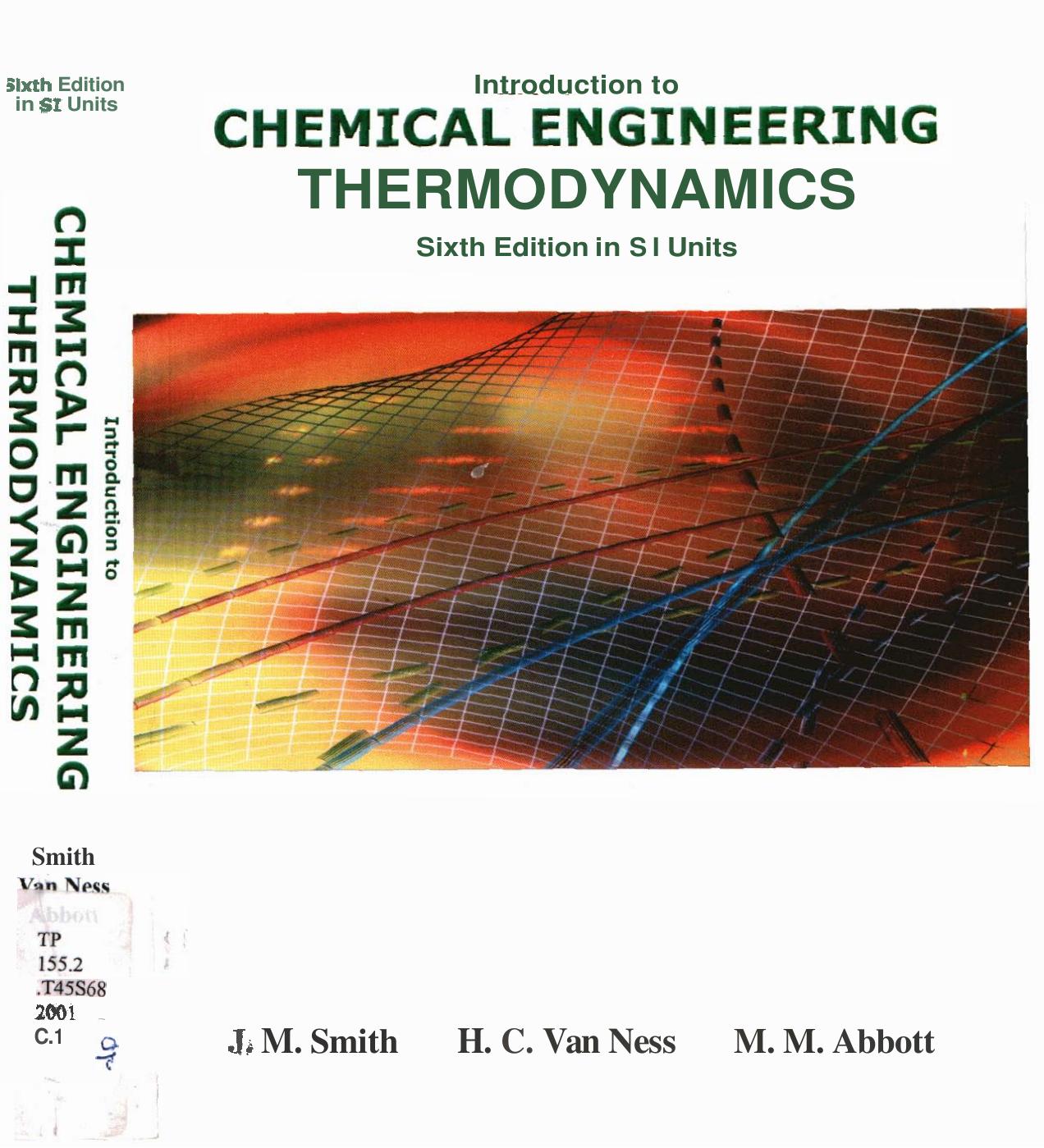 introdunction to chemical engineering thermodynamic                                                                    2001