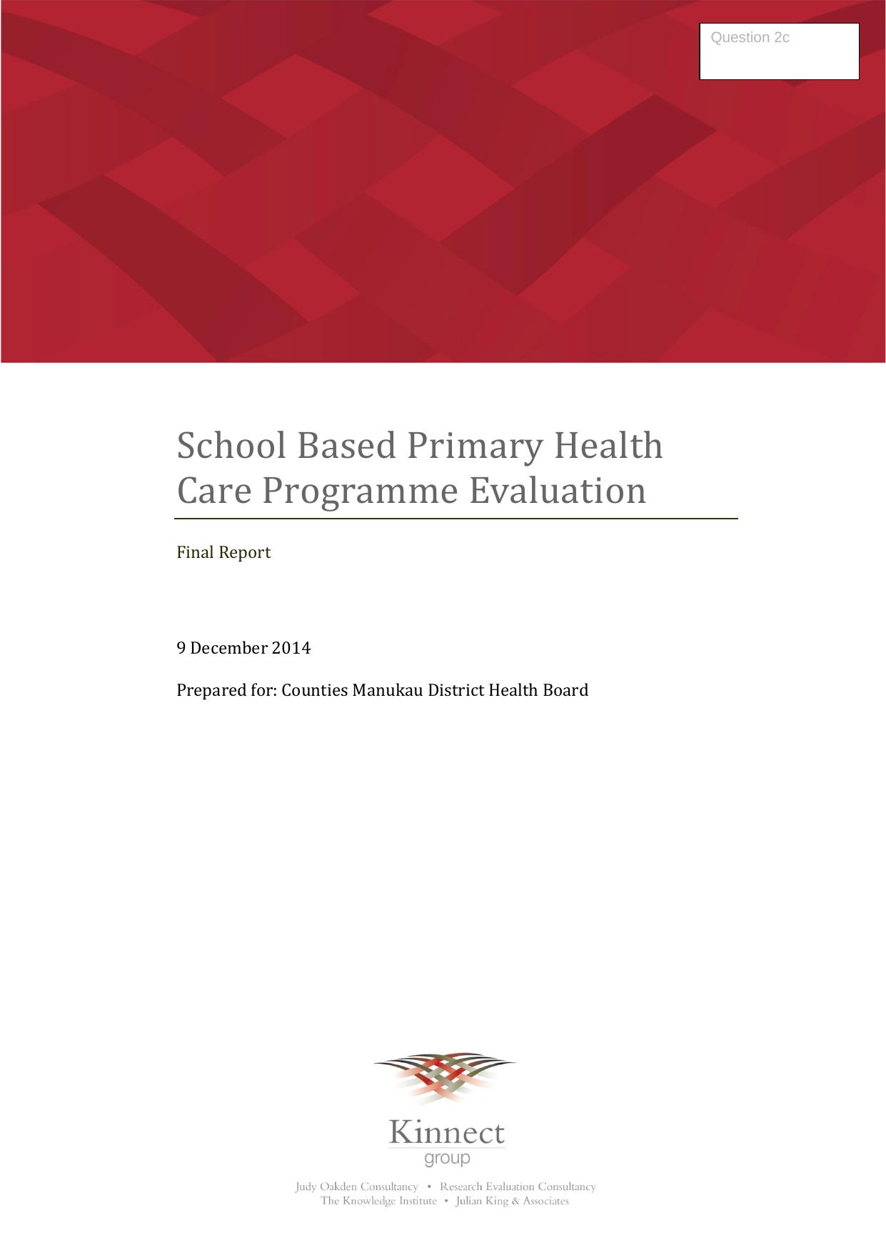 School Based Primary Health Care Programme Evaluation