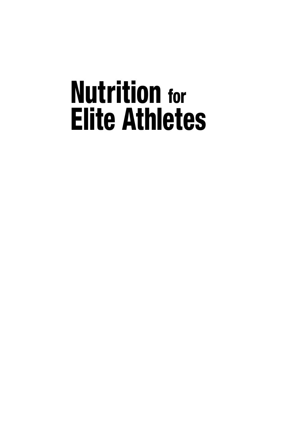 Nutrition for Elite Athletes 2016