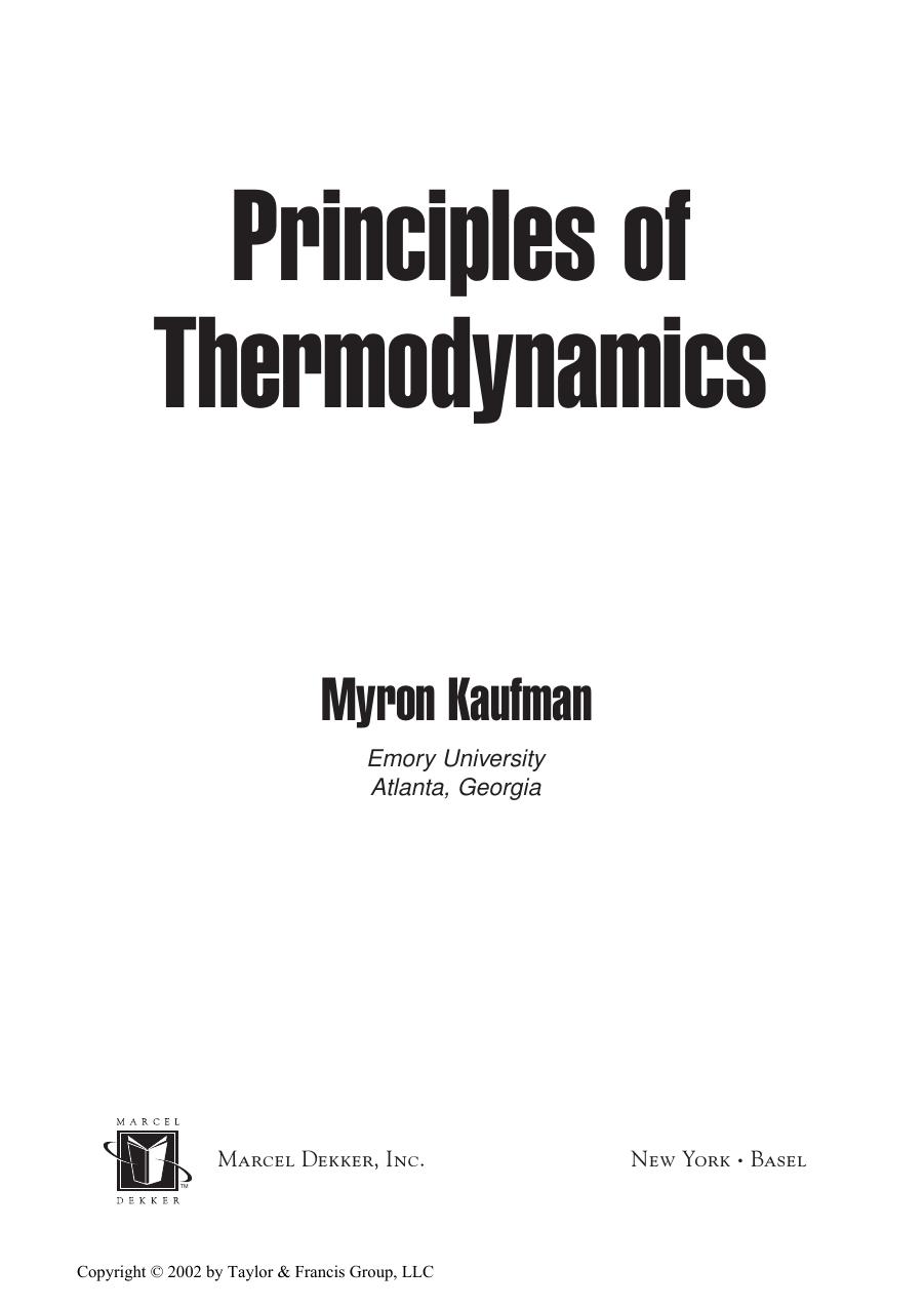 Principles of thermodynamics 2002