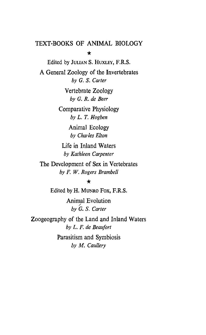 TEXT-BOOKS OF ANIMAL BIOLOGY A General Zoology of the Invertebrates Vertebrate Zoology  .2012
