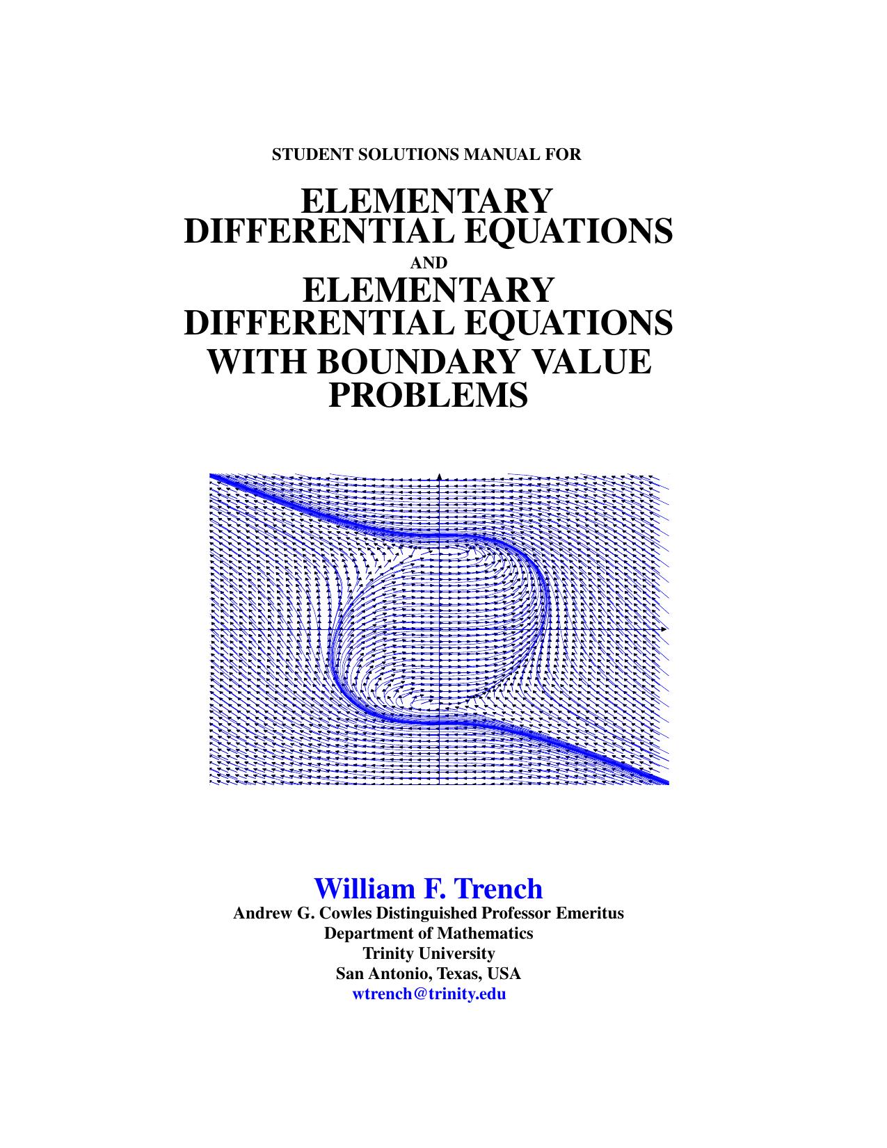 Student Solutions Manual for Elementary Differential Equations and Elementary Differential Equations with Boundary Value Problems