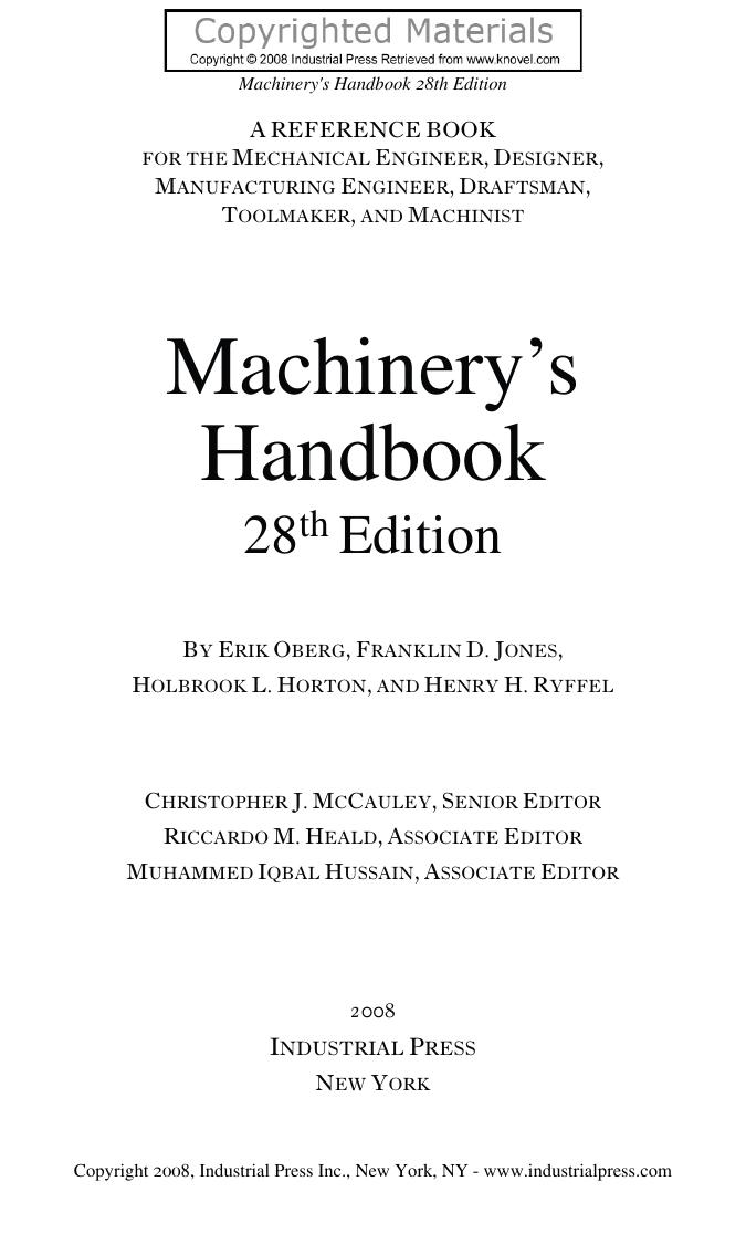 Machinery's Handbook & Guide to Machinery's Handbook 2008