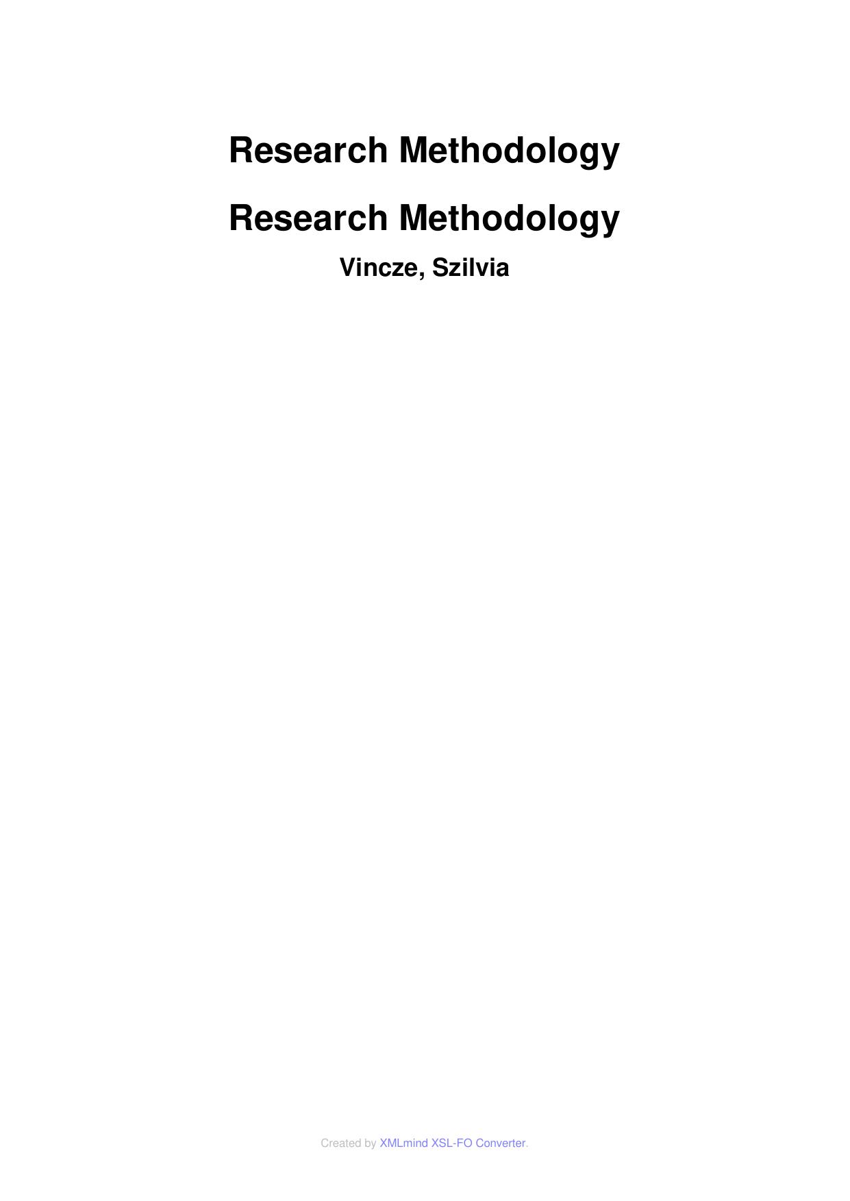 Research Methodology Research Methodology  2015