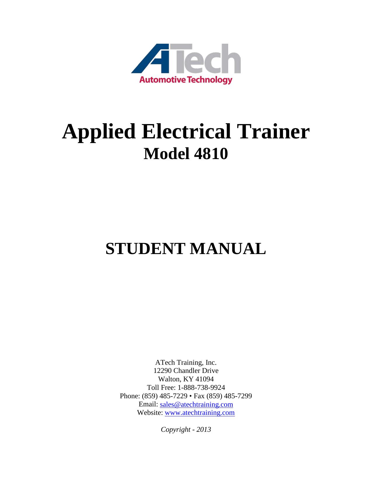 Applied Electrical Trainer Outline