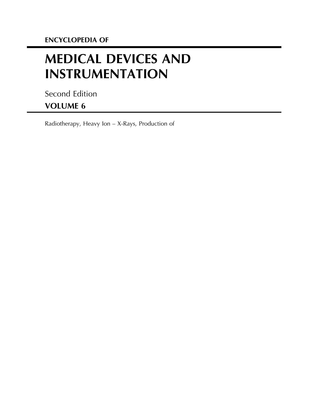 ENCYCLOPEDIA OF MEDICAL DEVICES AND INSTRUMENTATION Vol 6 2nd ed 2006