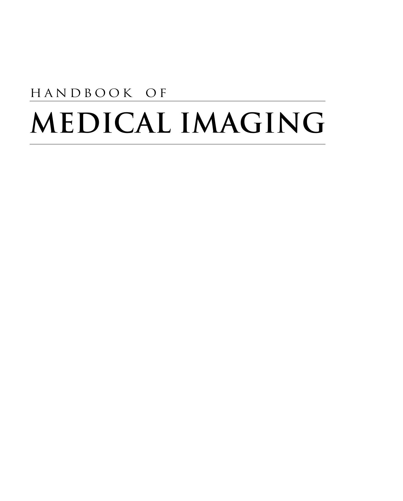 Handbook Medical Imaging  2000