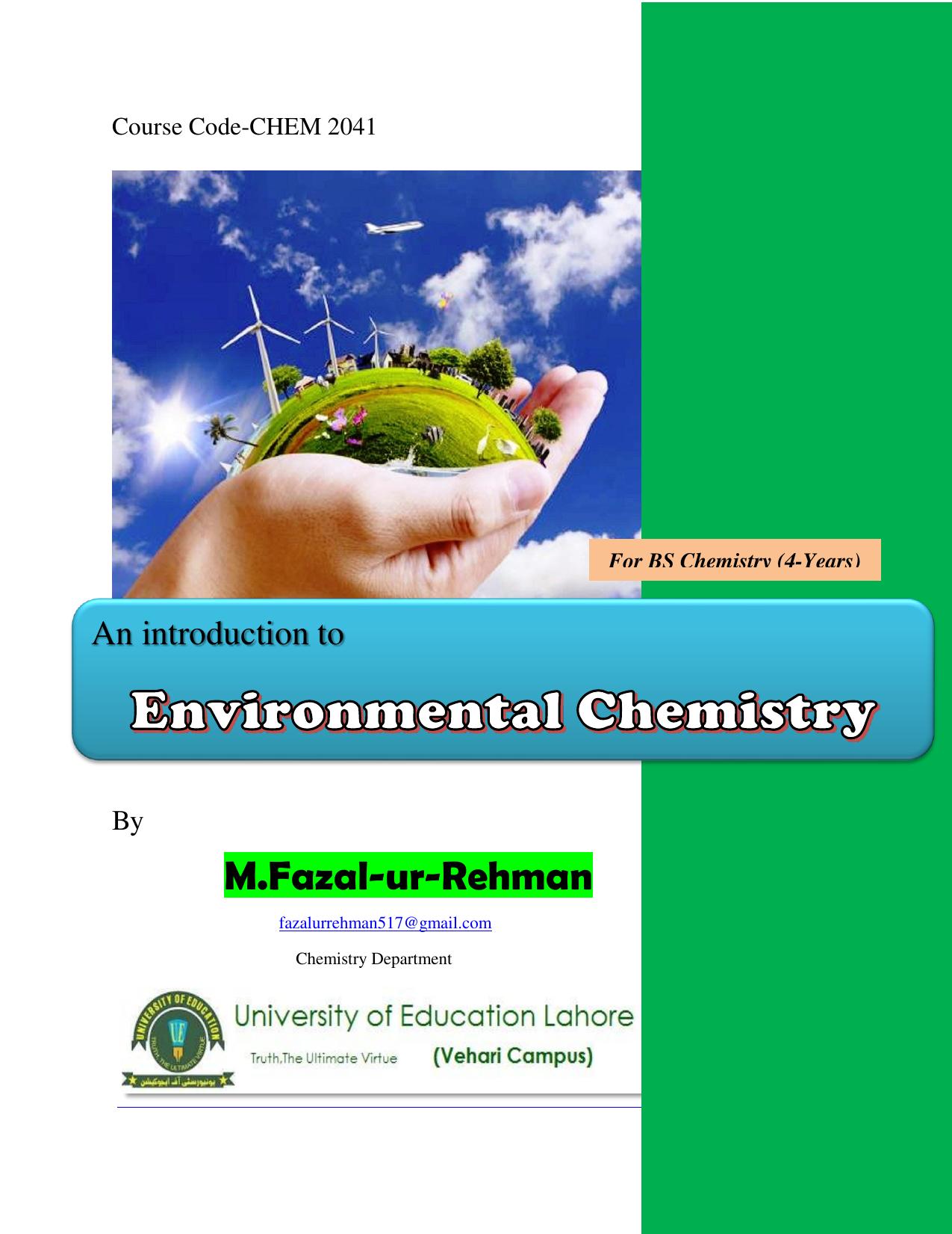 Basic Introduction to Environmental Chemistry