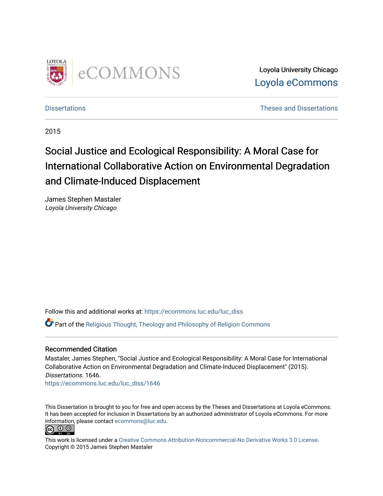 Social Justice and Ecological Responsibility: A Moral Case for International Collaborative Action on Environmental Degradation and Climate-Induced Displacement