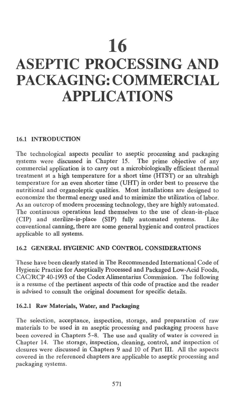 Aseptic processing and packaging-methods, equipment and materials