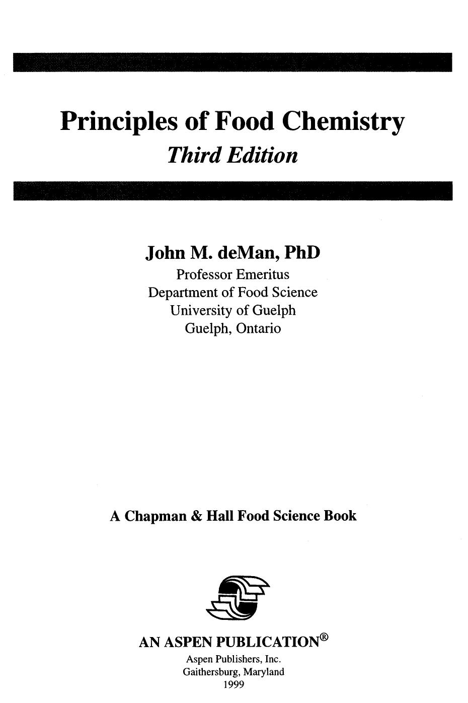 Principles of Food Chemistry 1999