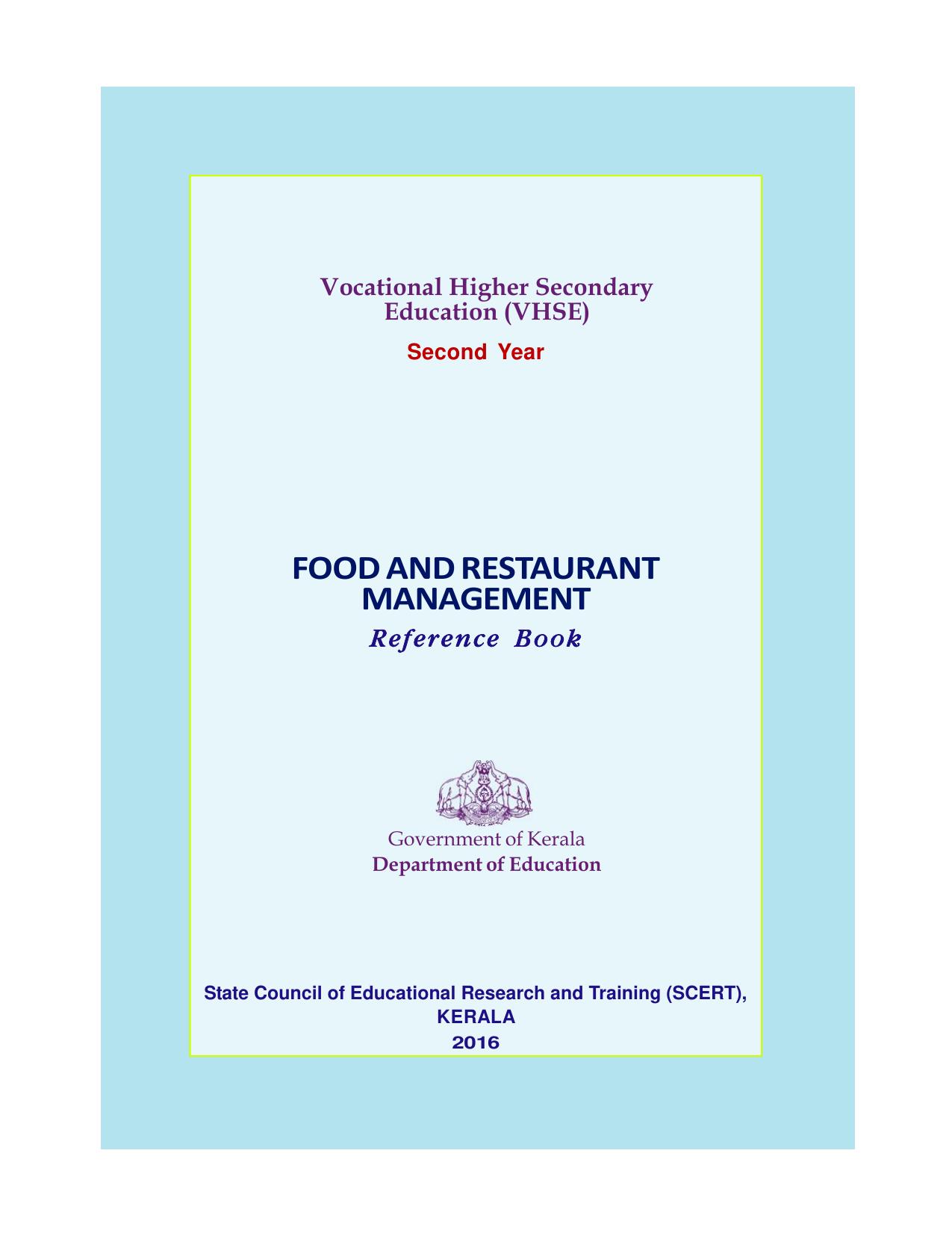 Food and Restaurant Management 2016