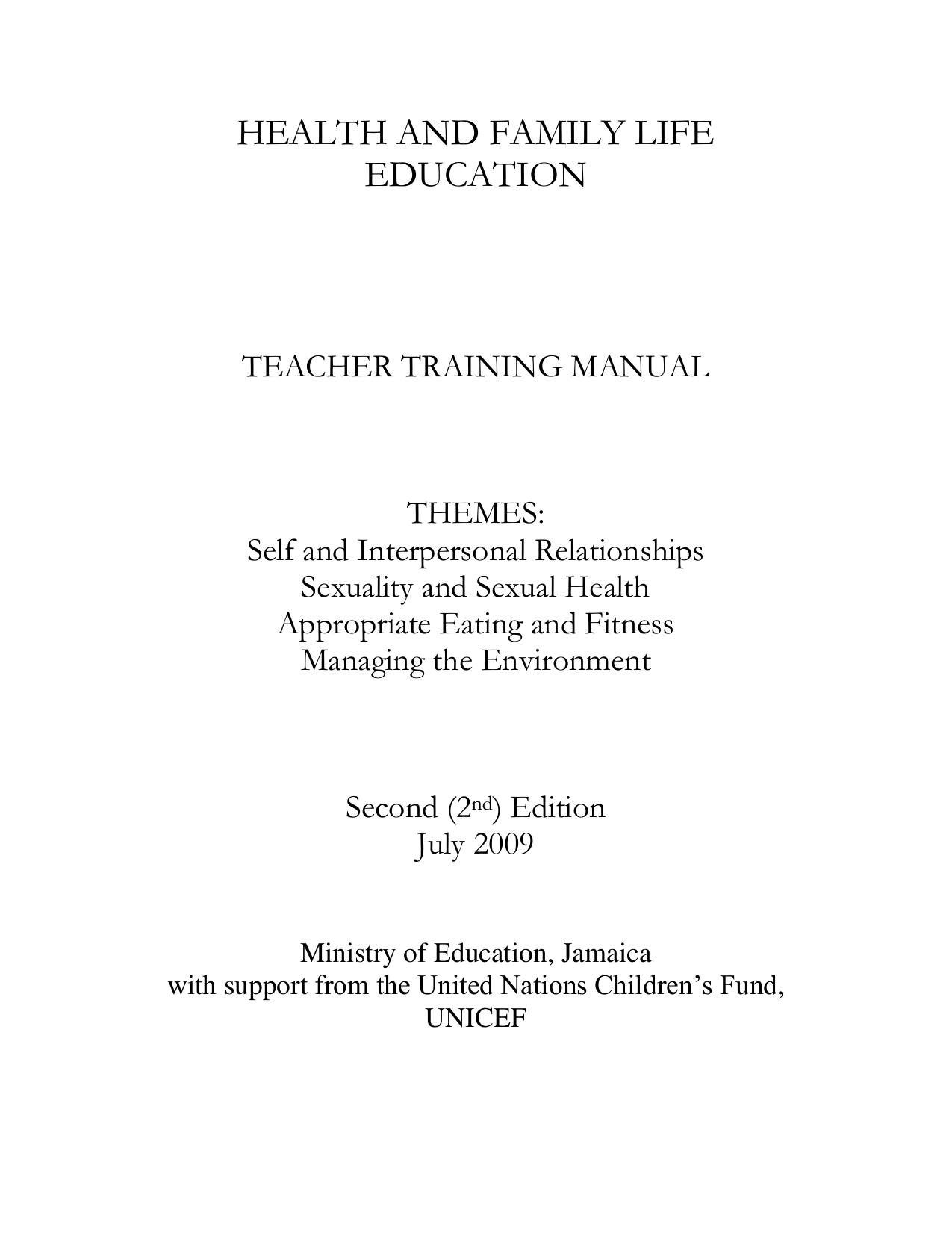 HEALTH AND FAMILY LIFE EDUCATION 2009