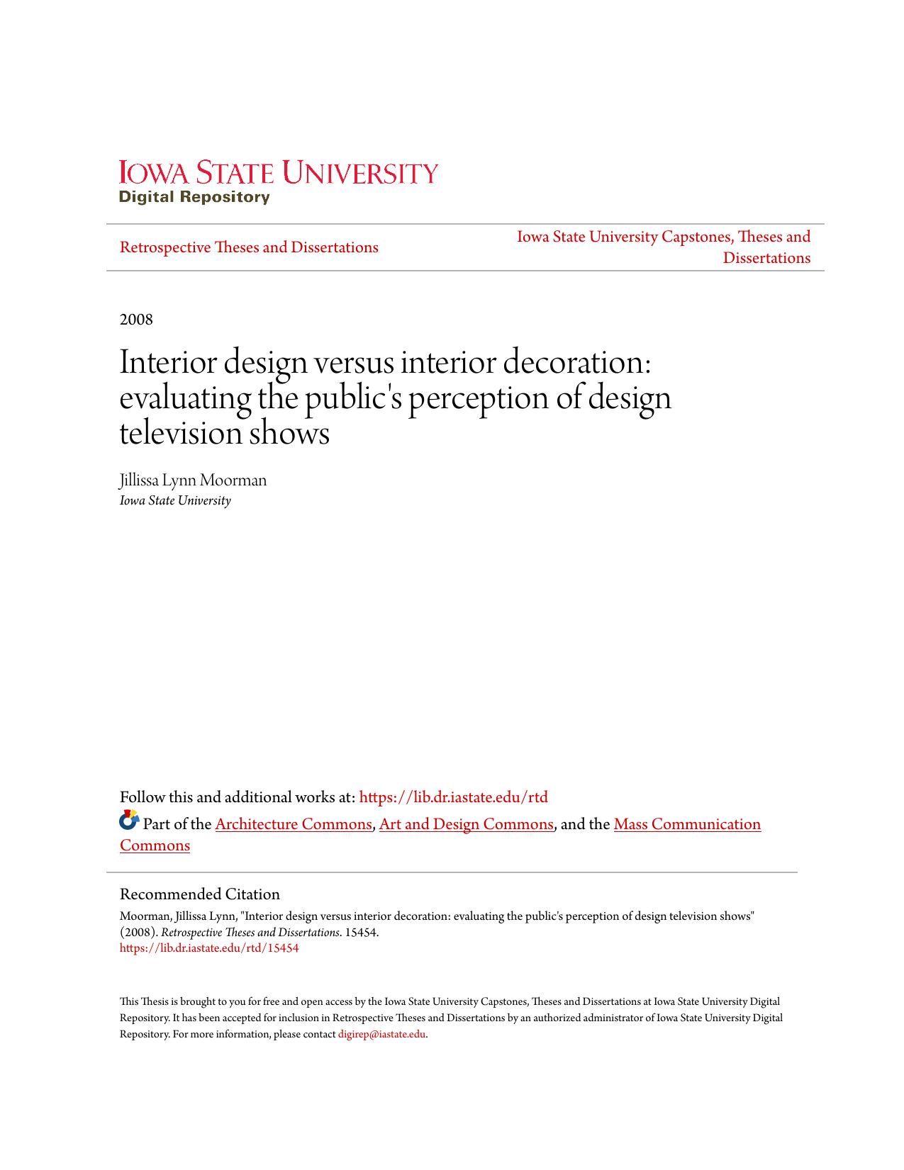 Interior design versus interior decoration: evaluating the public's perception of design television shows