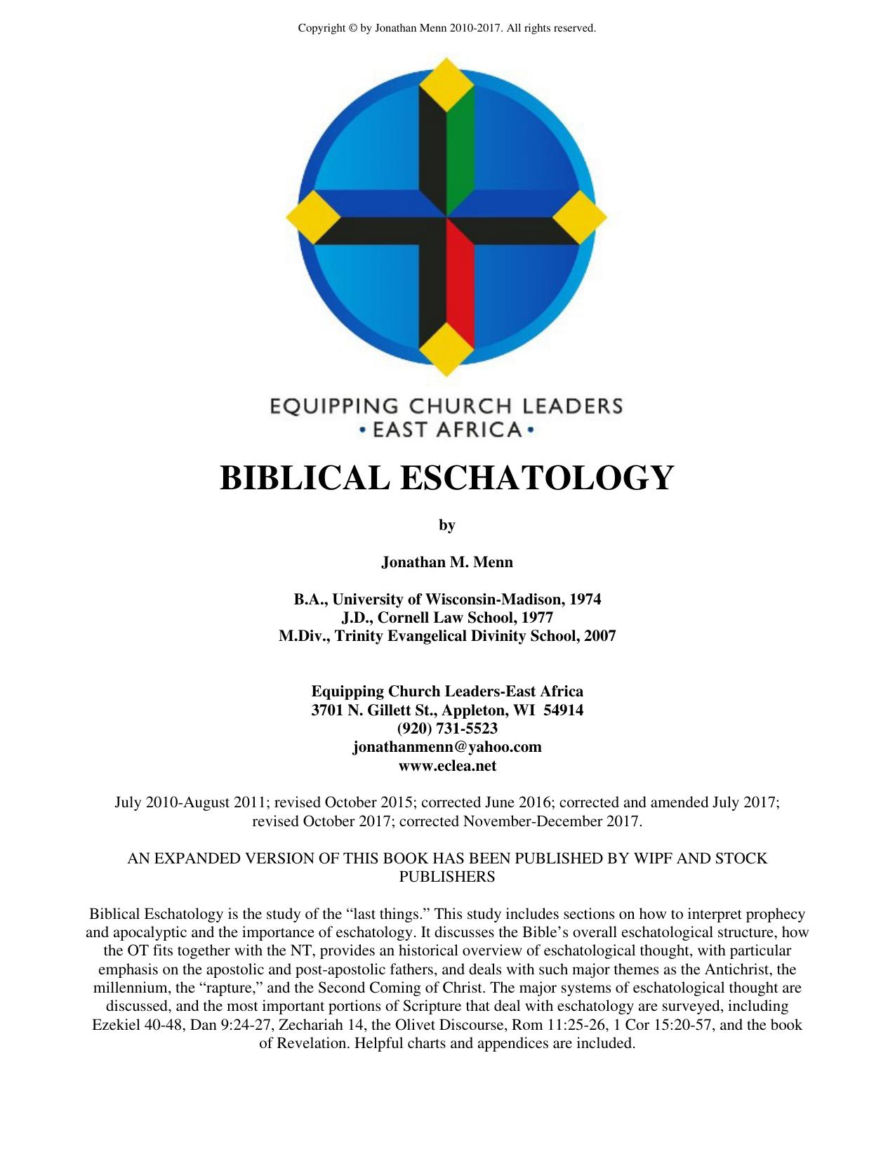 Microsoft Word - Biblical Eschatology (Menn)