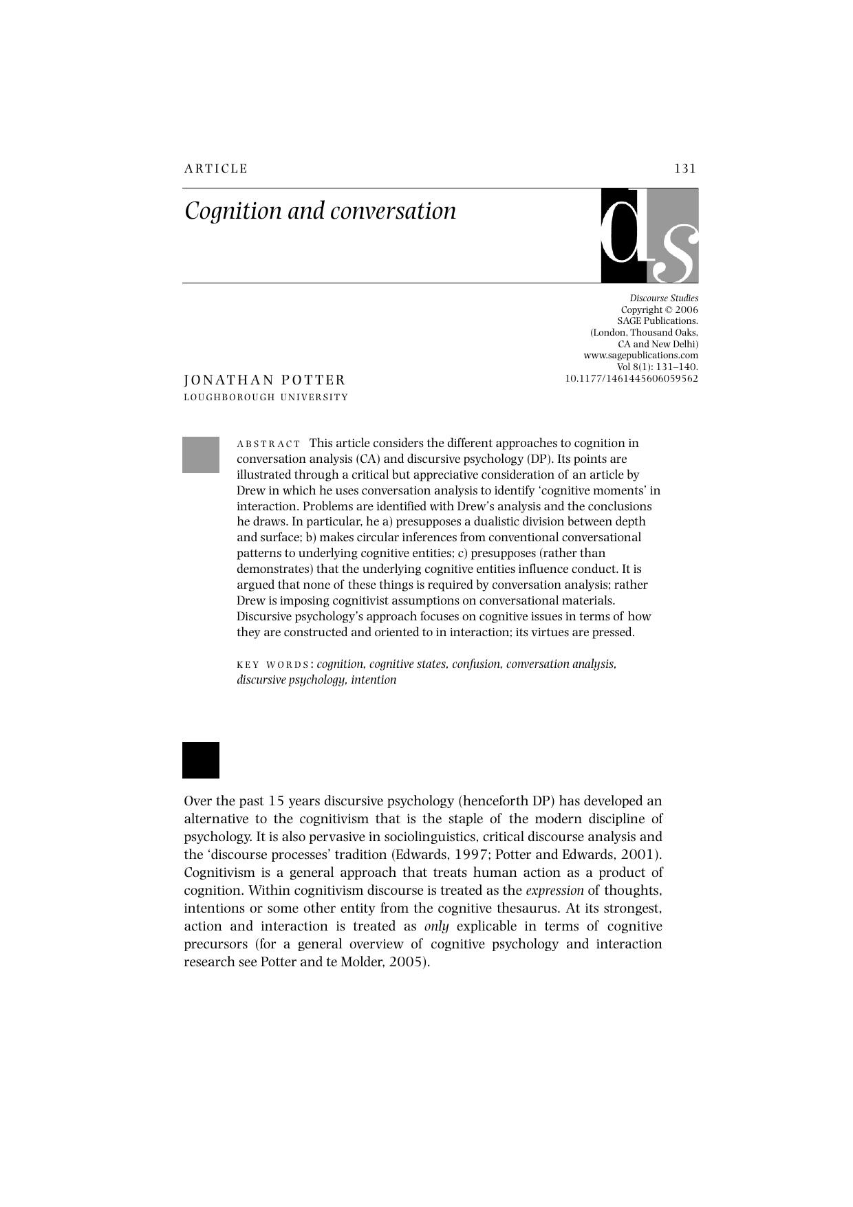 cognition and conversation 2006