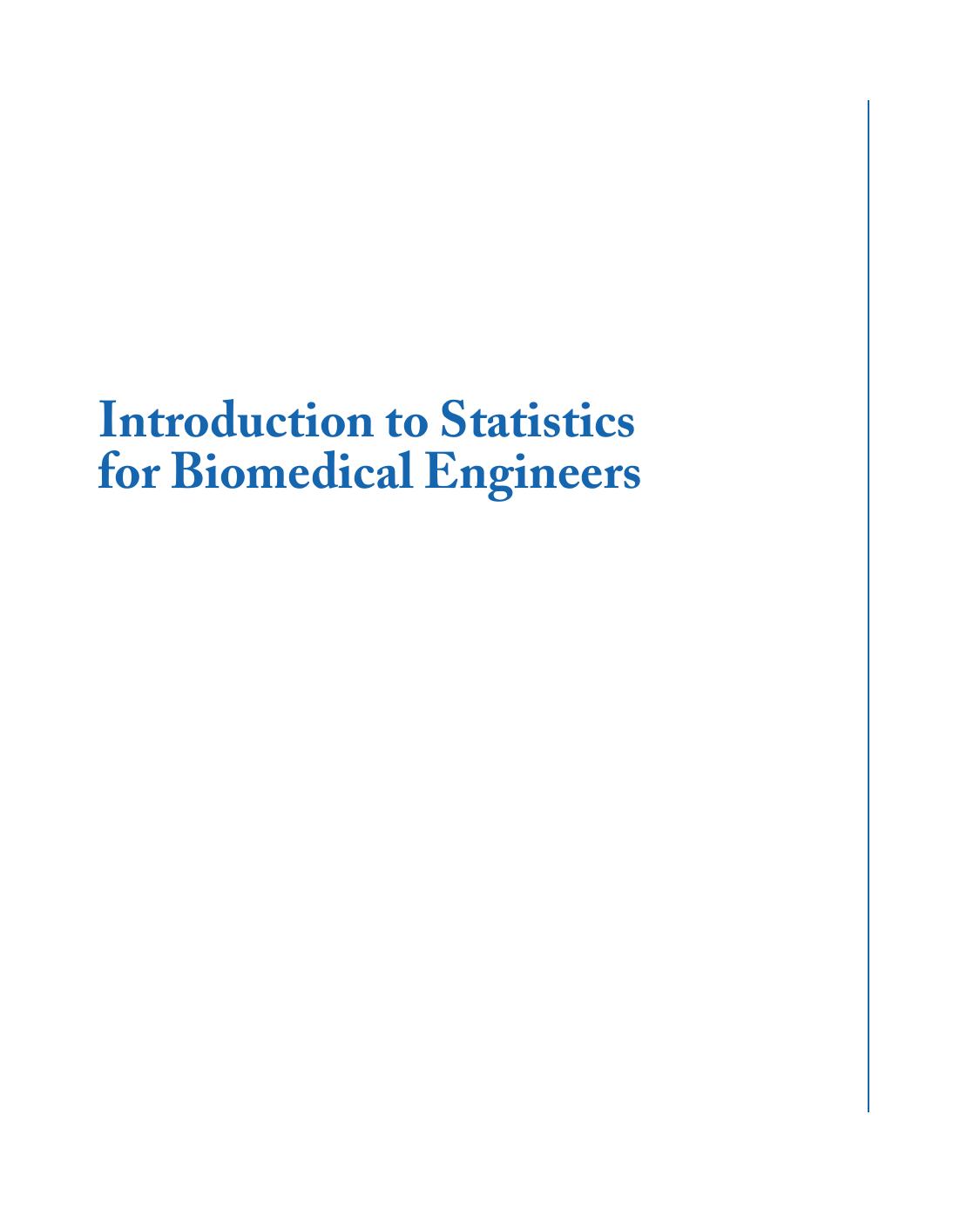 Introduction to Statistics for Biomedical Engineers
