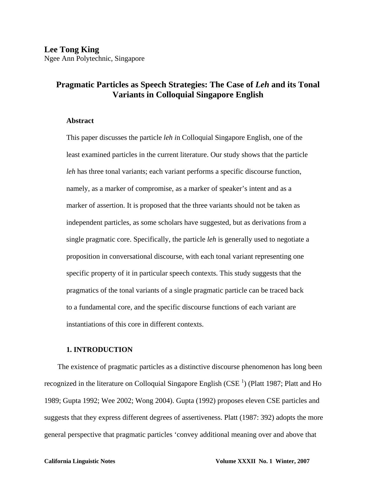 Microsoft Word - Pragmatic Particles as Speech Strategies_revised-1R.doc