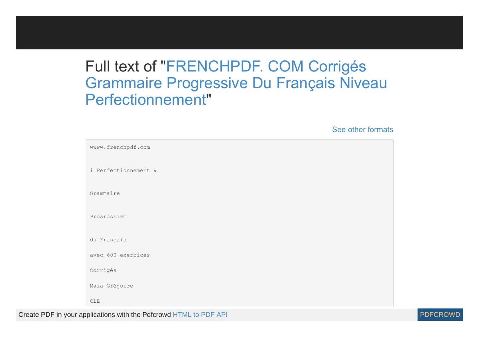 Full text of "FRENCHPDF. COM Corrigés Grammaire Progressive Du Français Niveau Perfectionnement"