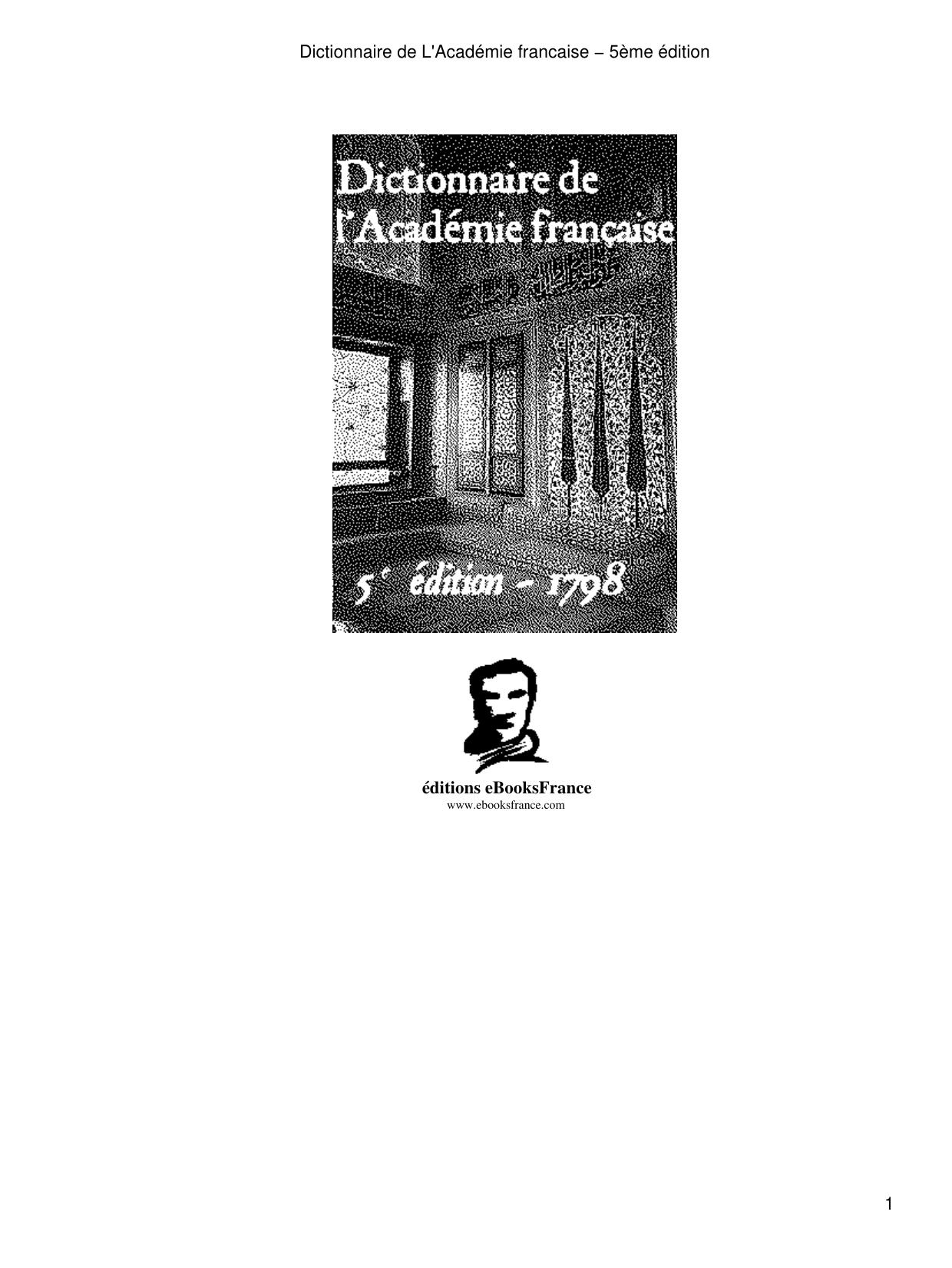 Dictionnaire de L'Académie francaise - 5ème édition