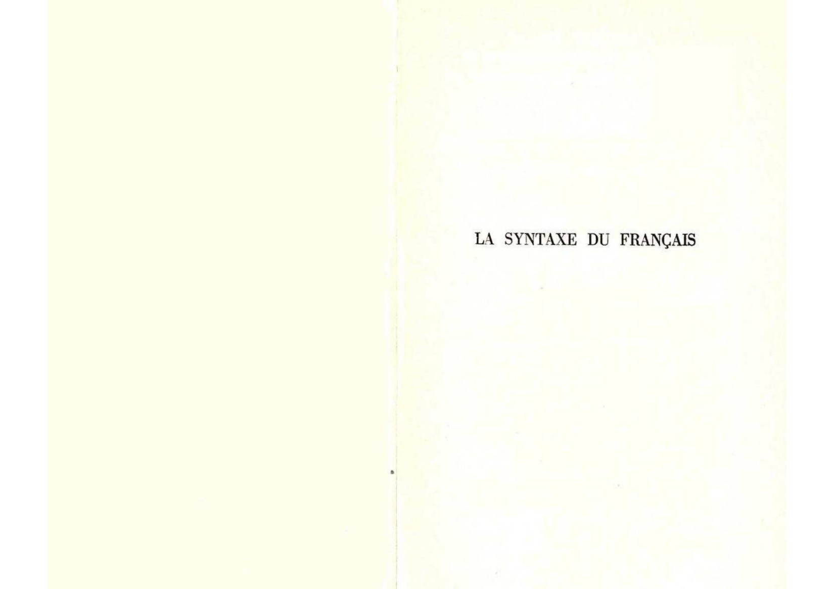 La Syntaxe du français 1967