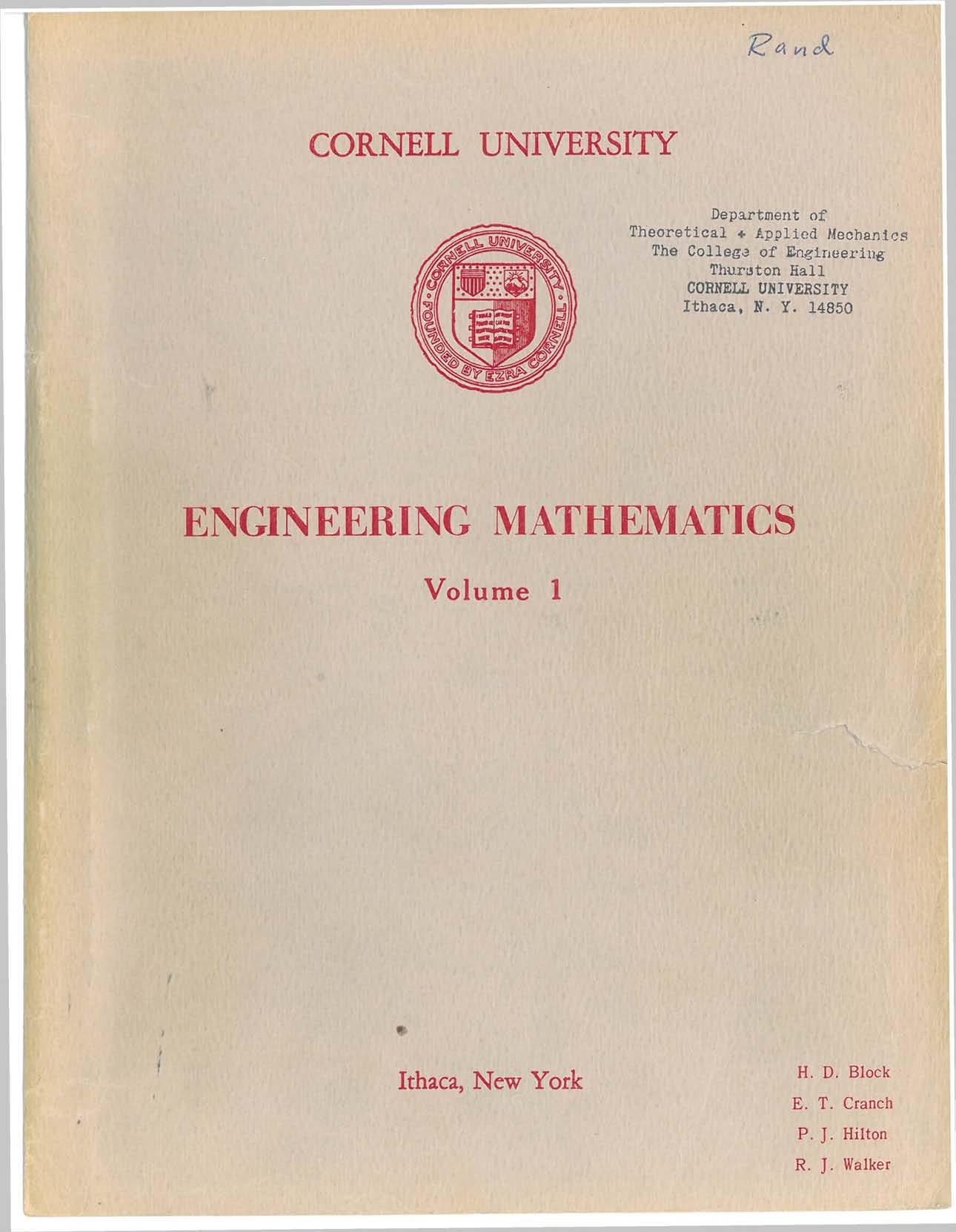 Engineering Mathematics Vol 1, 1964