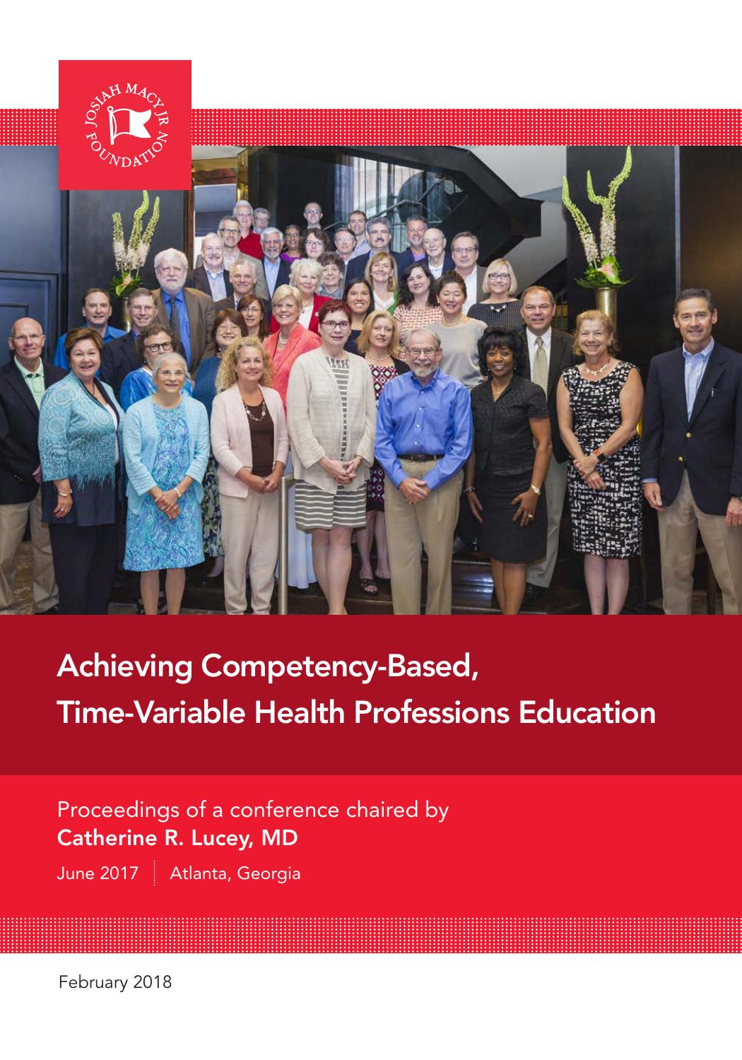 Achieving Competency-Based, Time-Variable Health Professions Education 2018
