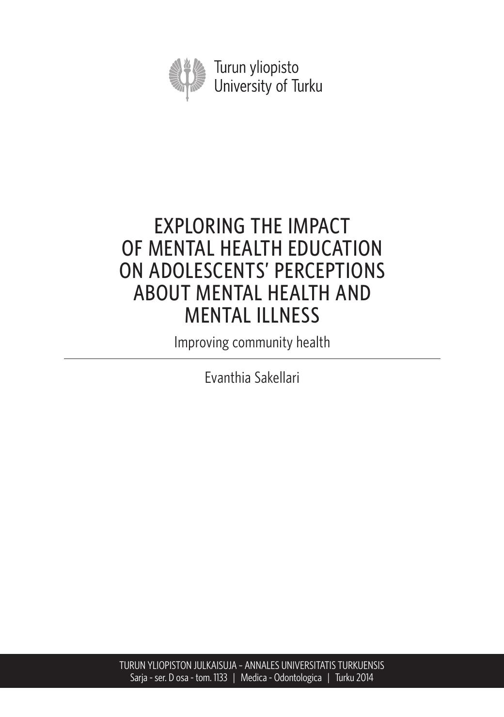 EXPLORING THE IMPACT OF MENTAL HEALTH EDUCATION ON ADOLESCENTS’ PERCEPTIONS ABOUT MENTAL HEALTH AND MENTAL ILLNESS