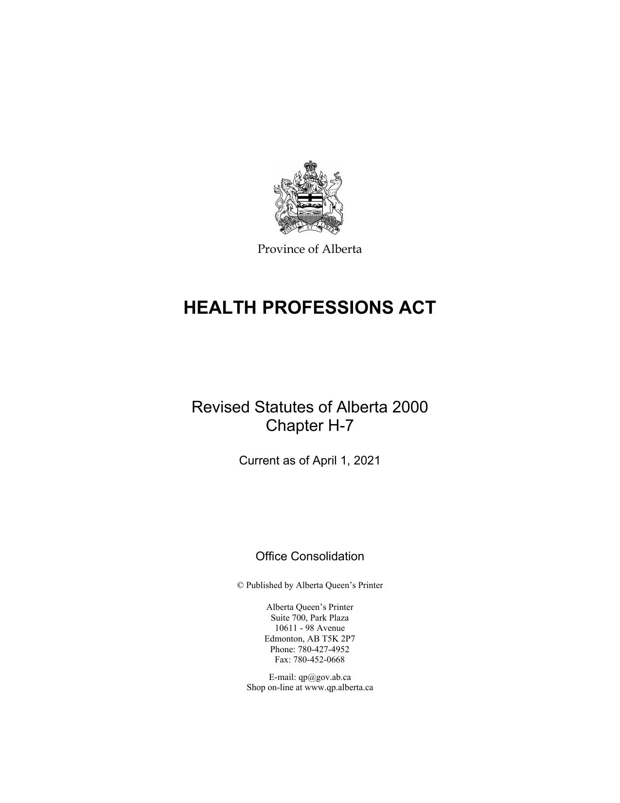 Health Profession act 2021