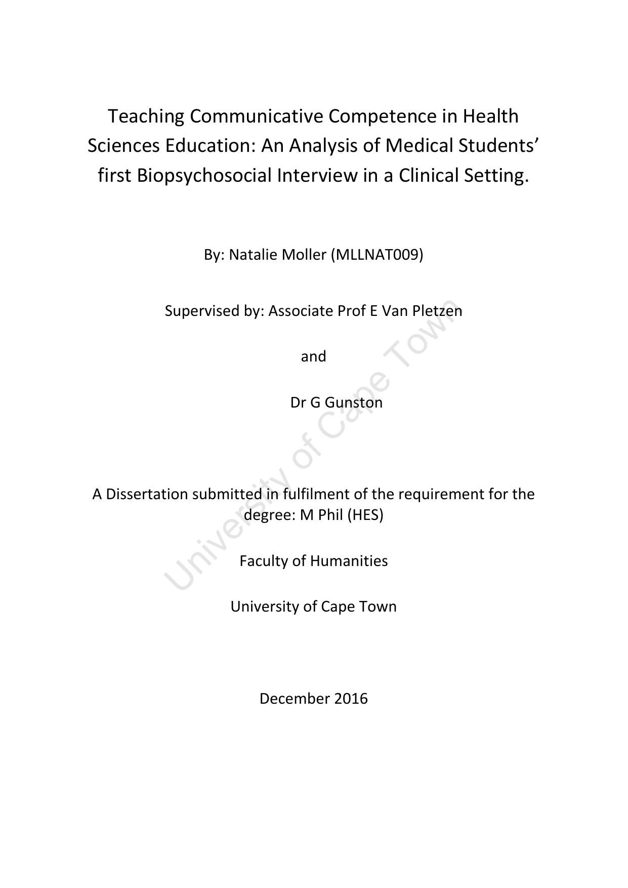 Teaching Communicative Competence in Health Sciences Education: An analysis of medical Students' First Biopsychosocial Interview in a Clinical Setting