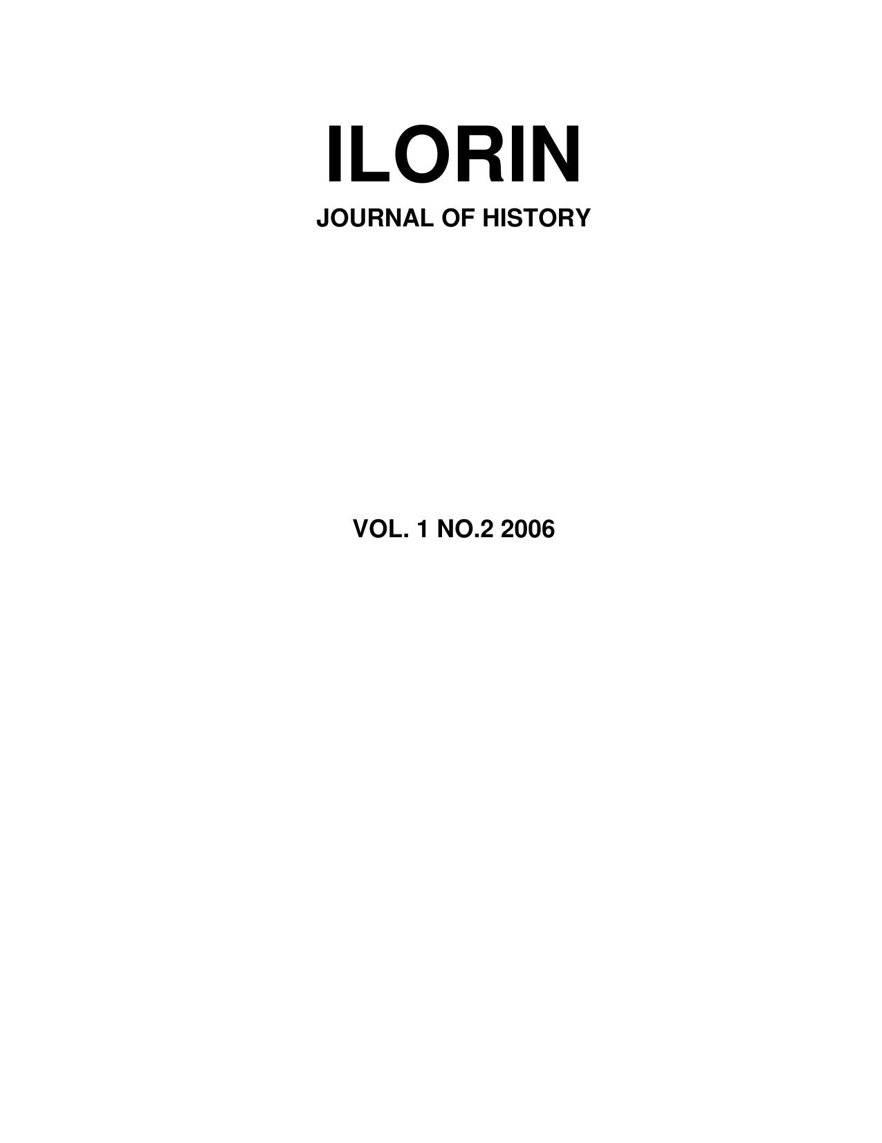 Ilorin Journal of History, Vol