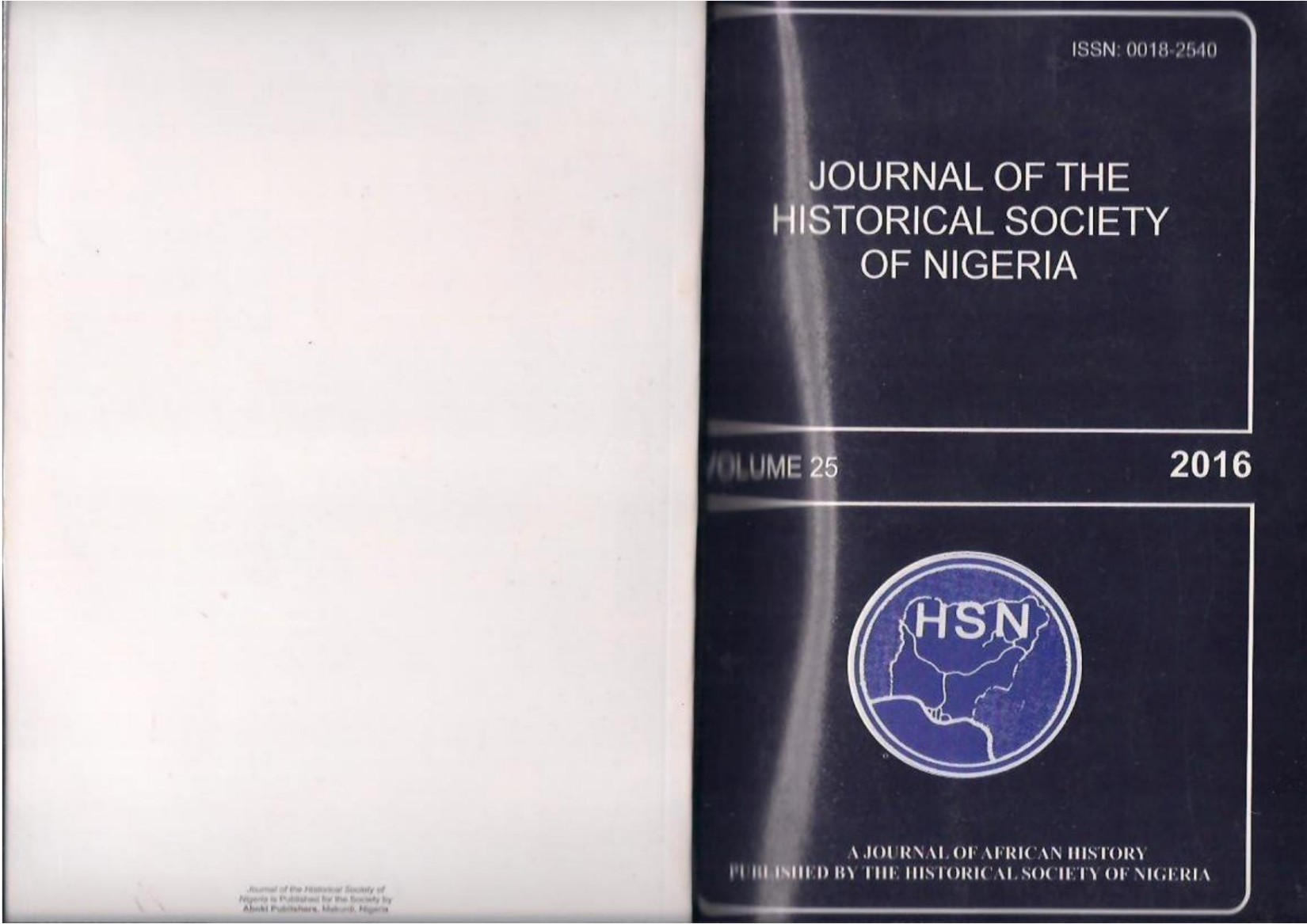 JOURNAL OF HISTORICAL SOCIETY IN NIGERIA 2016