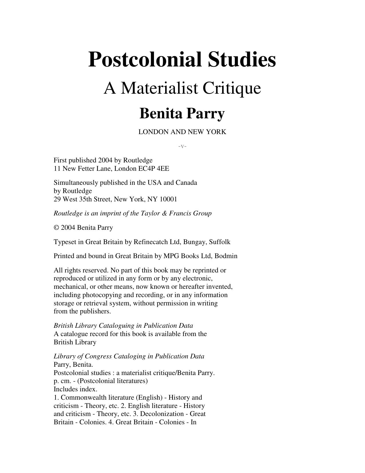 POSTCOLONIAL STUDIES A MATERIALIST CRITIQUE.rtf