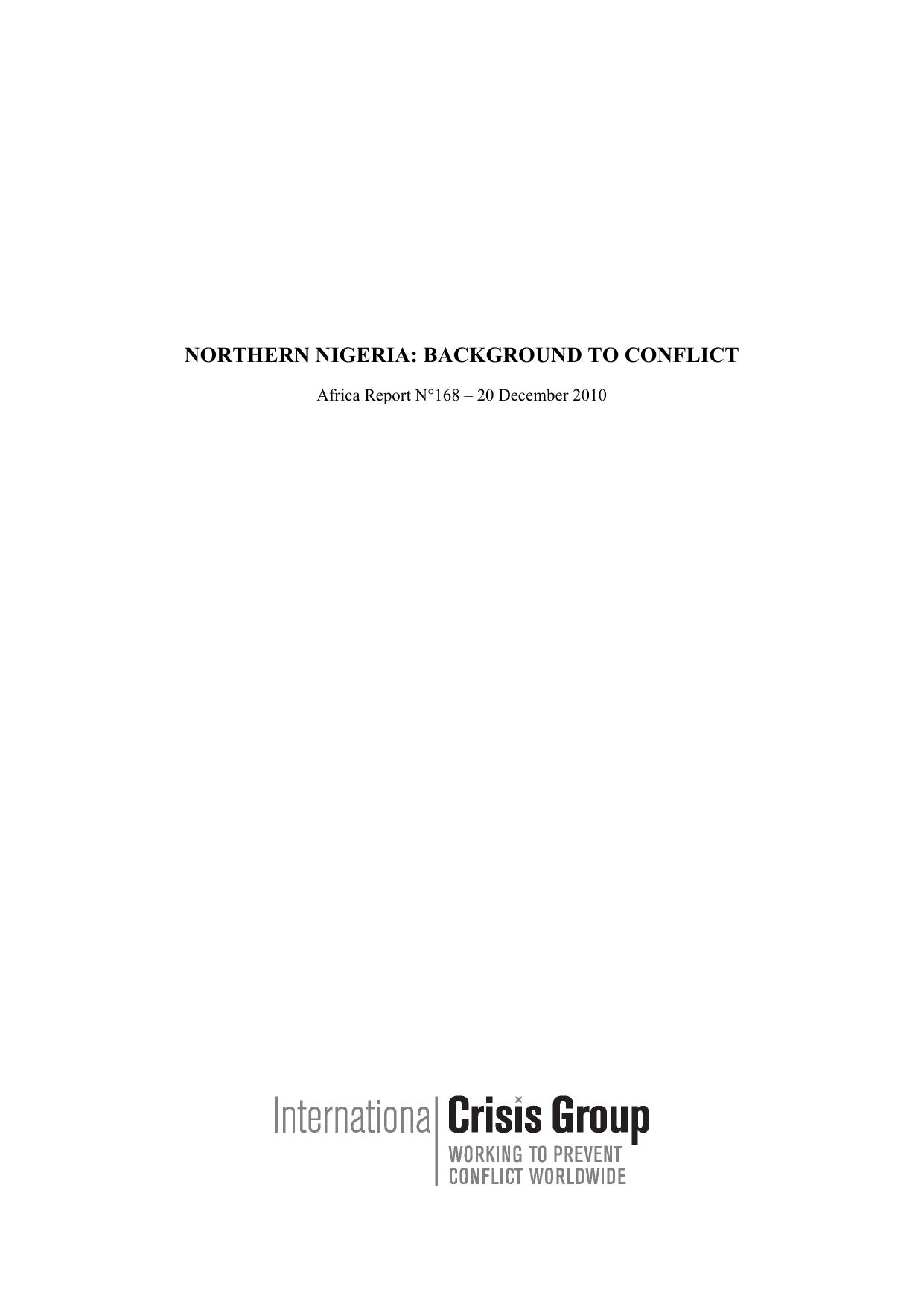 Microsoft Word - 168 Northern Nigeria - Background to Conflict